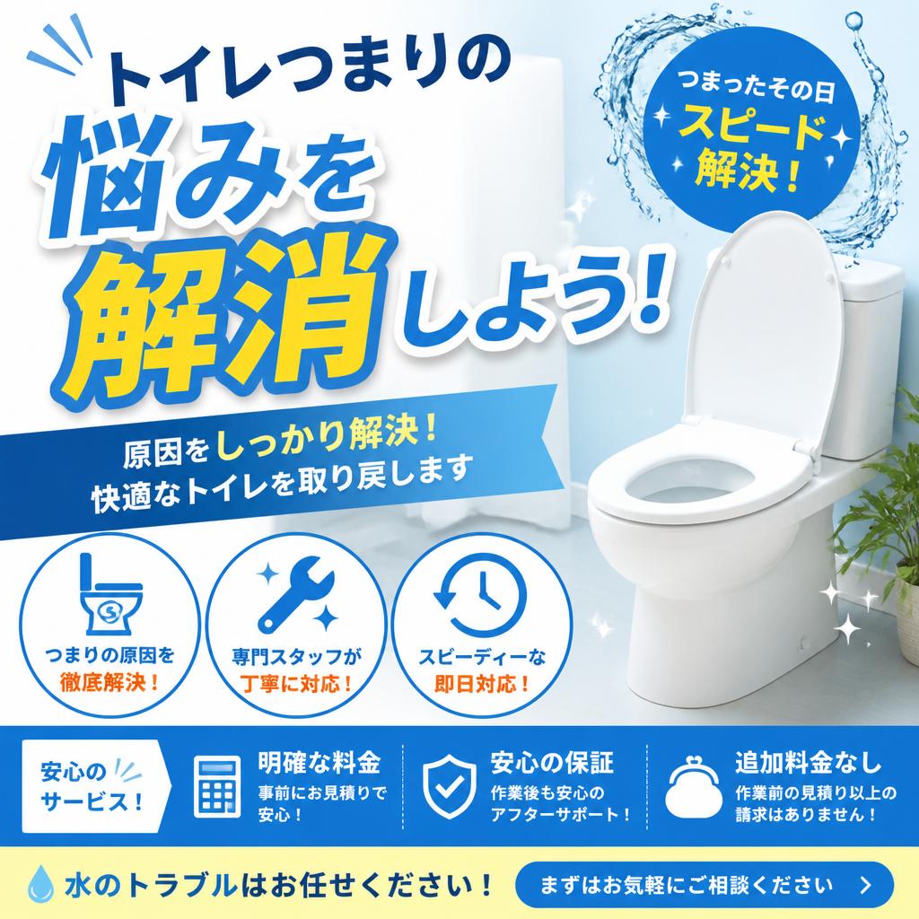 お家のトイレつまりスッキリしっかり解決いたします！