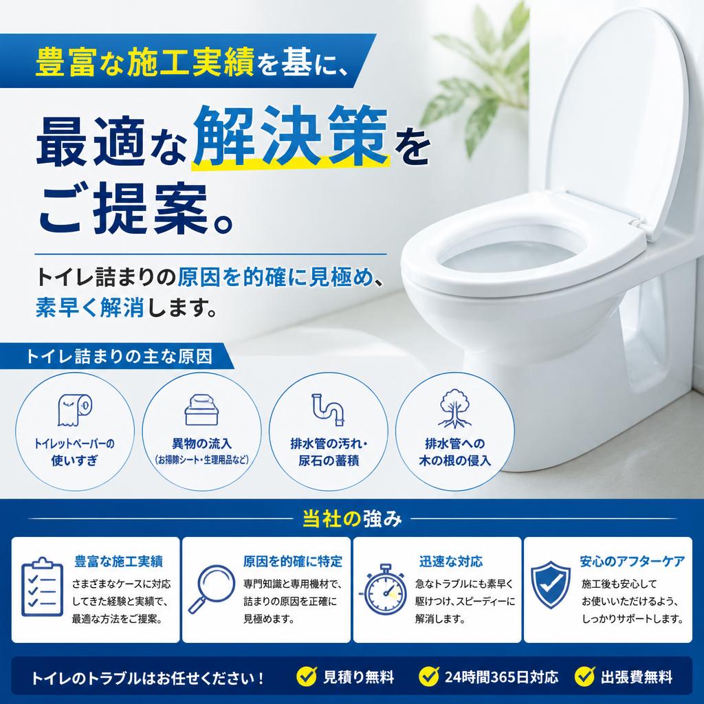 トイレ詰まり解消の実績