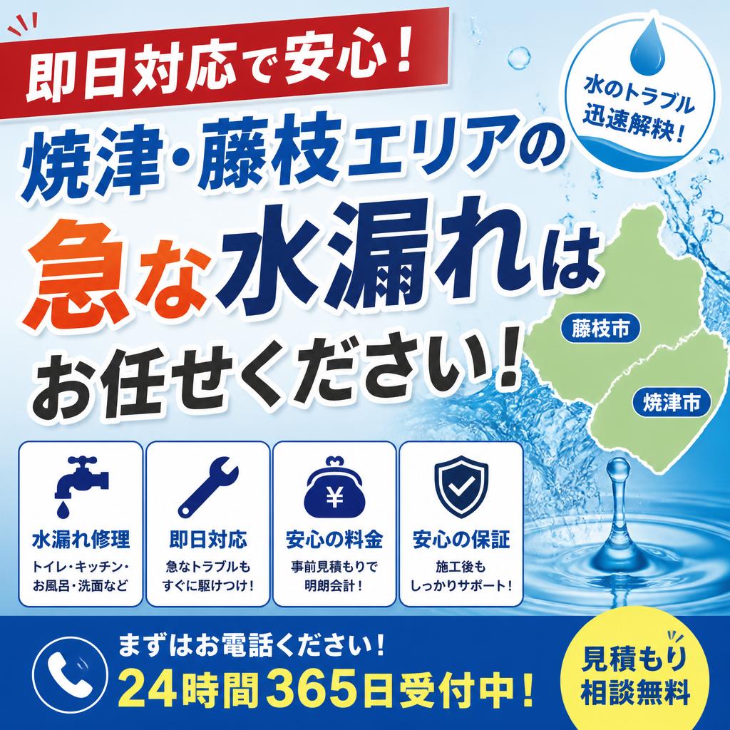 即日対応で安心快適！焼津・藤枝エリアの急な水漏れはお任せください！