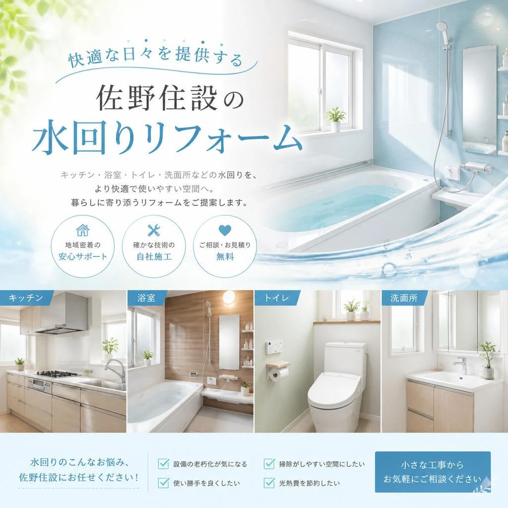 快適な日々を提供する佐野住設の水回りリフォーム
