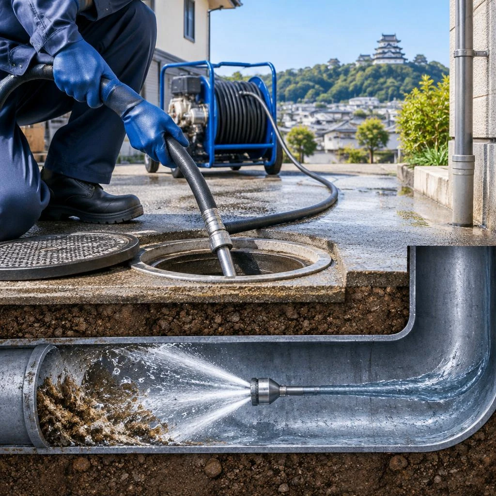 掛川市の排水管洗浄は、経験豊富な佐野住設へ。見えない配管から、水回りの安心を守ります。