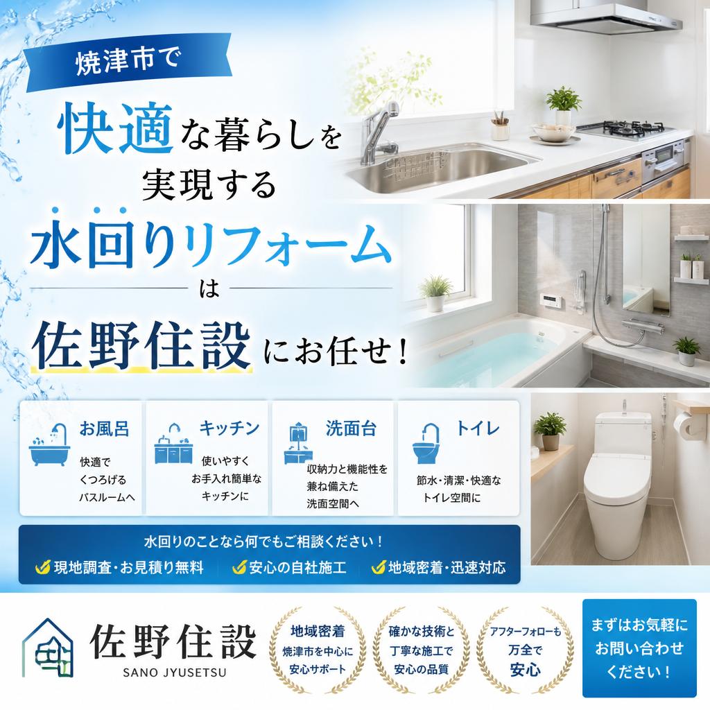 焼津市で快適な暮らしを実現する水回りリフォームは佐野住設にお任せ！