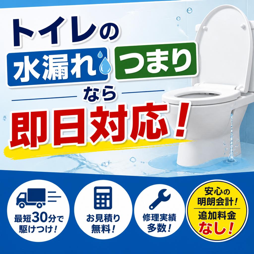 トイレの水漏れ、つまりなら即日対応！