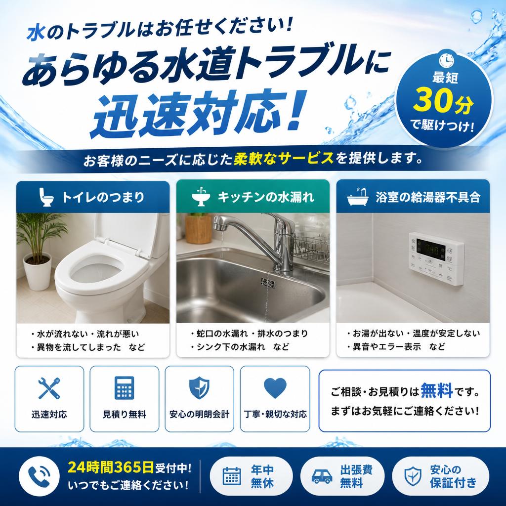 多様な水道トラブルに対応