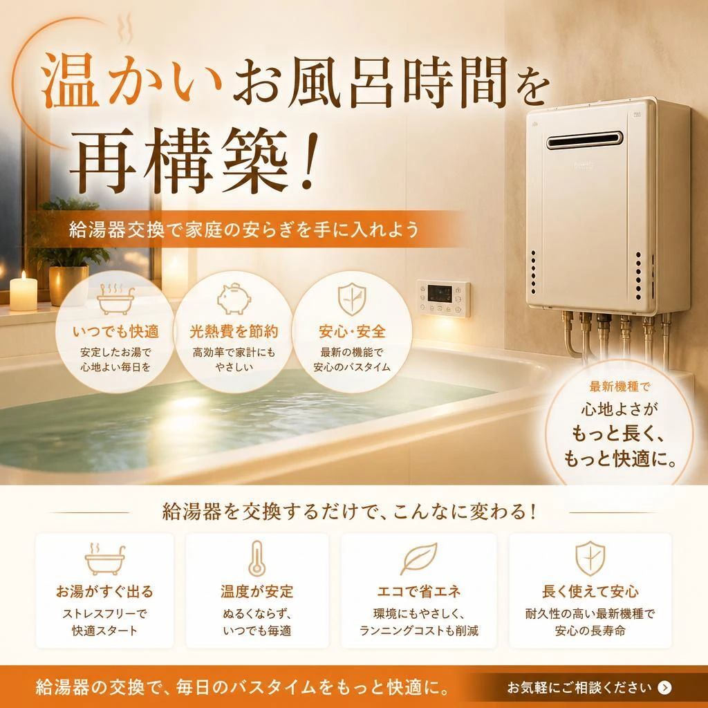 温かいお風呂時間を再構築！給湯器交換で家庭の安らぎを手に入れよう
