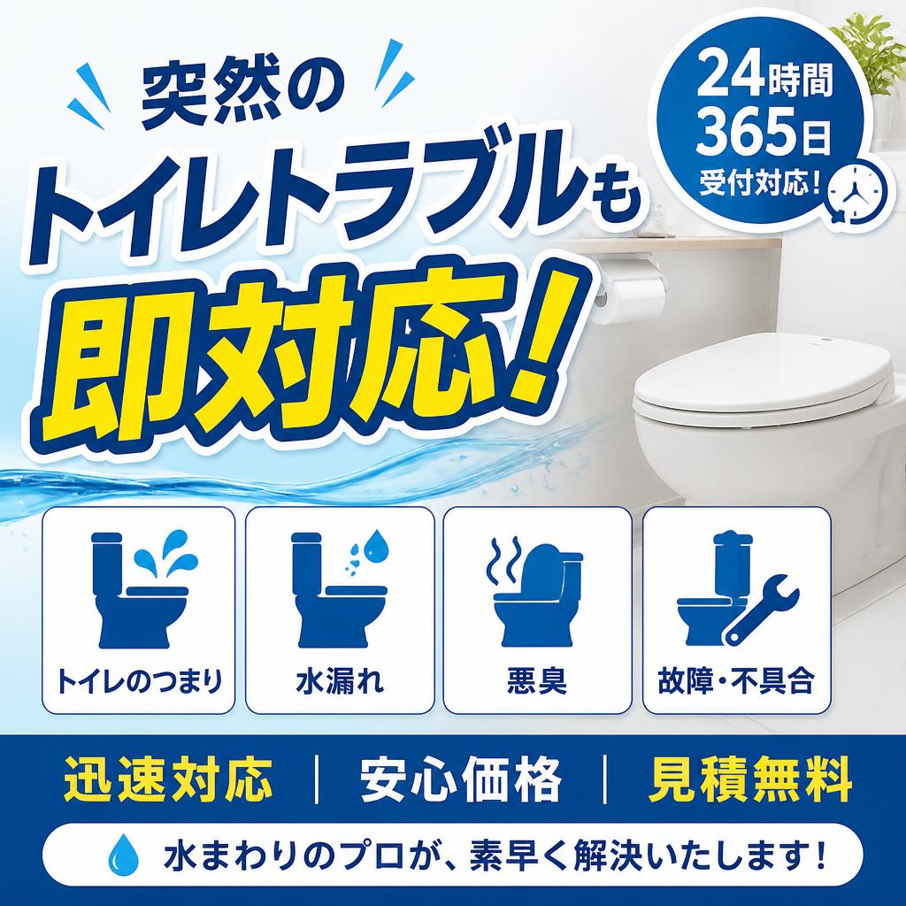 突然のトイレトラブルも即対応の佐野住設へ！