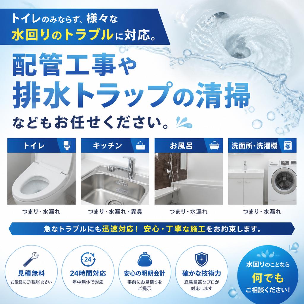 多様な水回りトラブルに対応