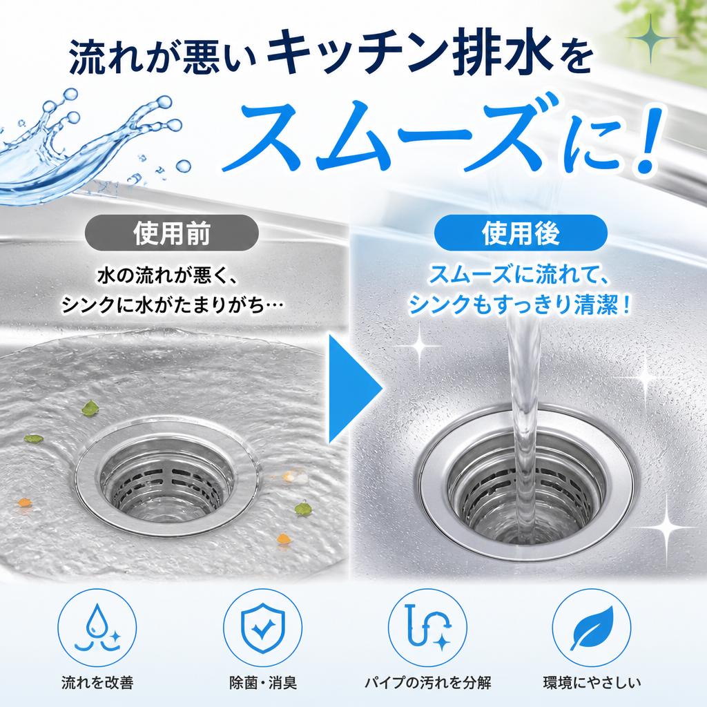流れが悪いキッチン排水をスムーズに！