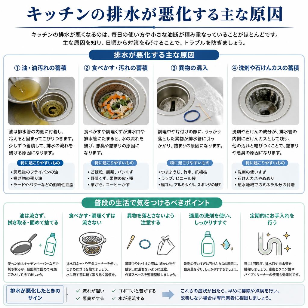 排水が流れにくくなる原因とは？