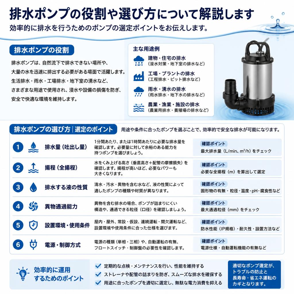 排水ポンプの役割と選び方