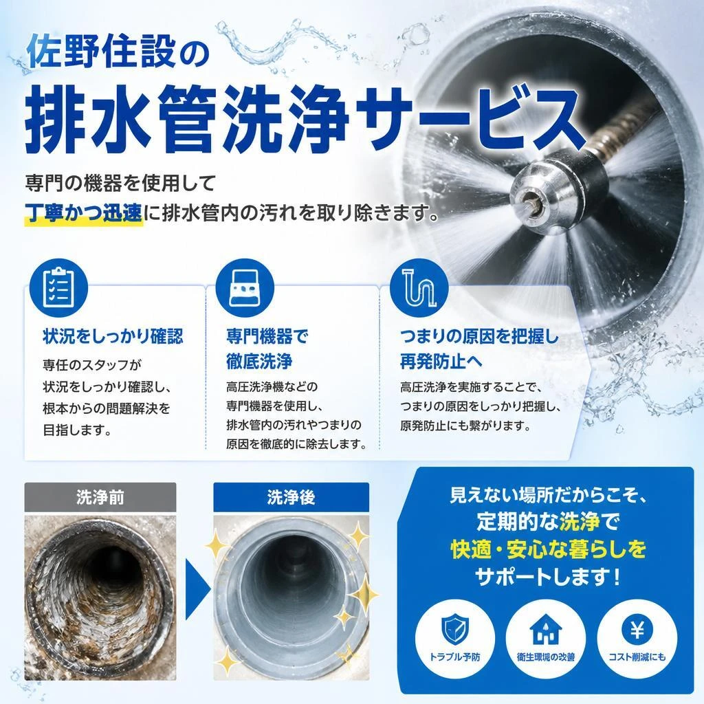 当社の排水管洗浄サービス