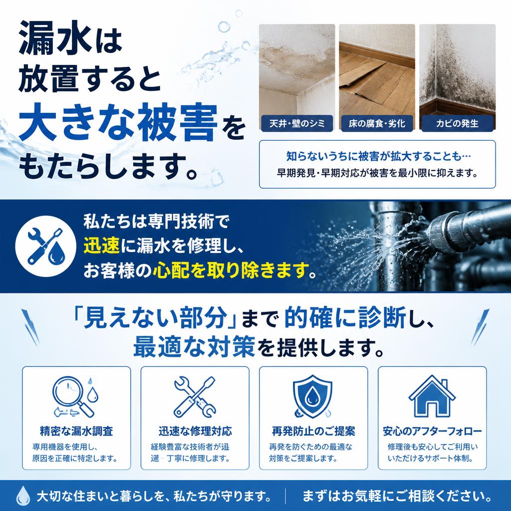 漏水修理のプロが迅速対応