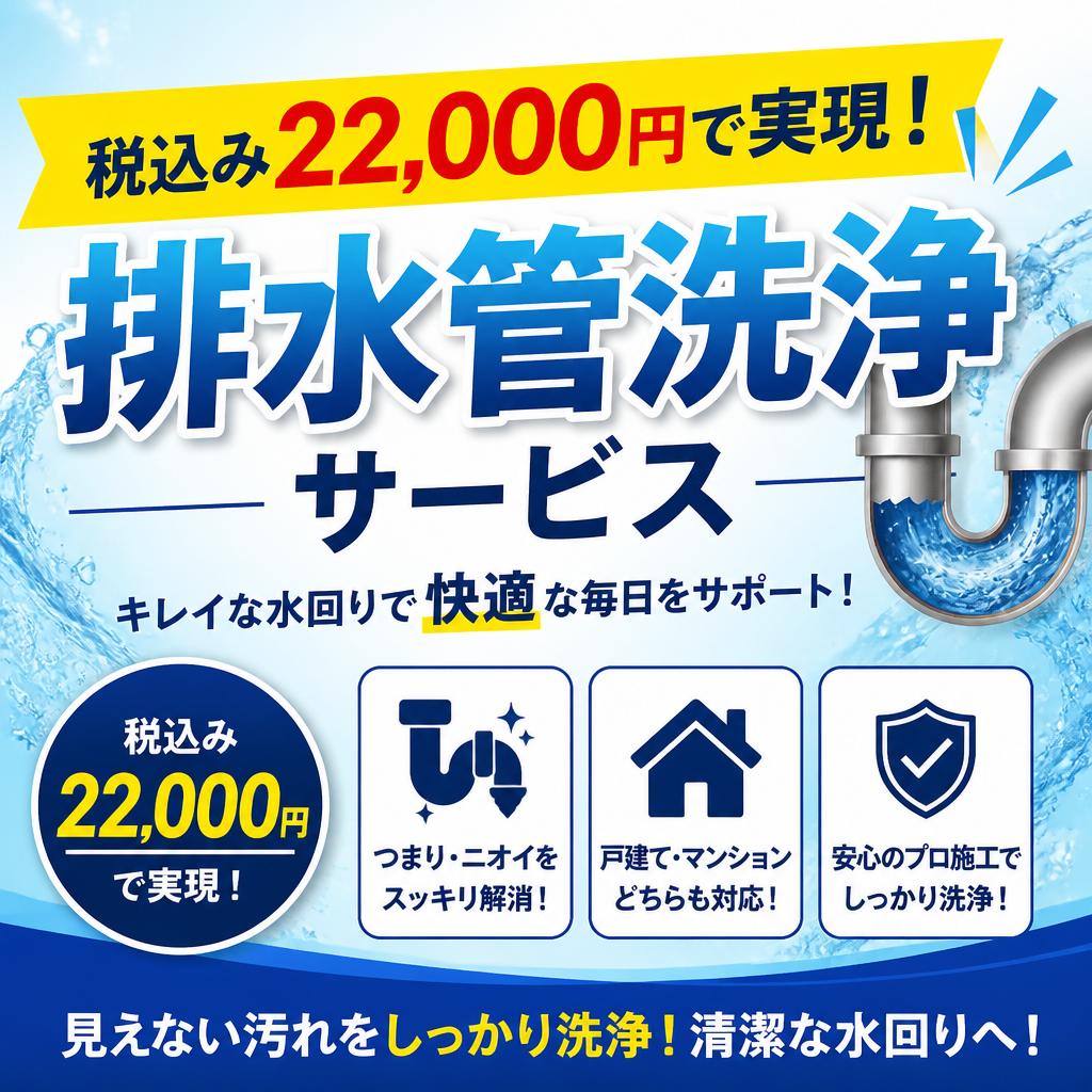 税込み22,000円で実現！排水管洗浄サービス