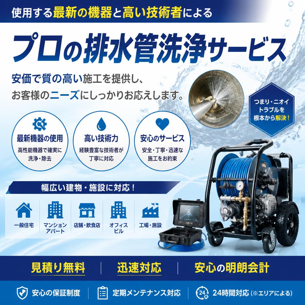 当社の排水管洗浄サービス