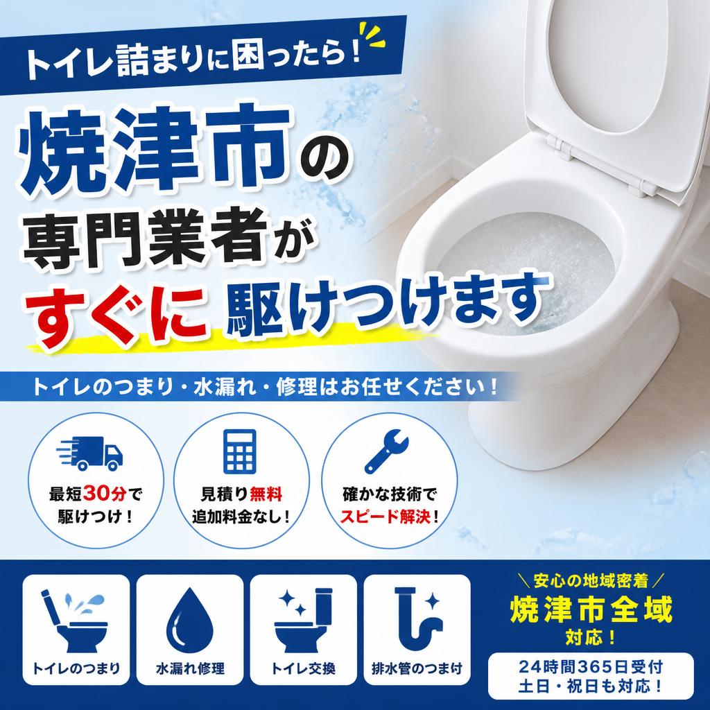 トイレ詰まりに困ったら！焼津市の専門業者が最短20分で駆けつけます！