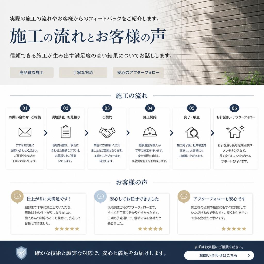5. 施工の流れとお客様の声