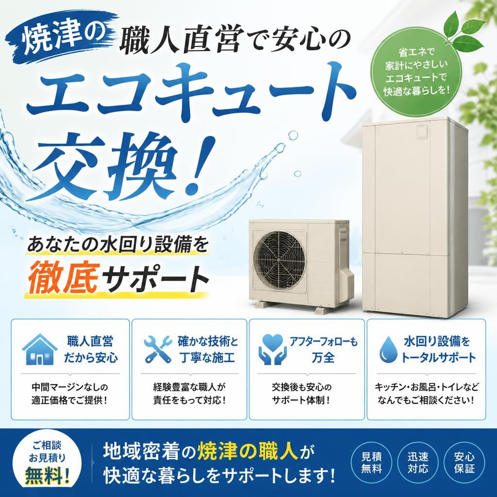 焼津の職人直営で安心のエコキュート交換！あなたの水回り設備を徹底サポート