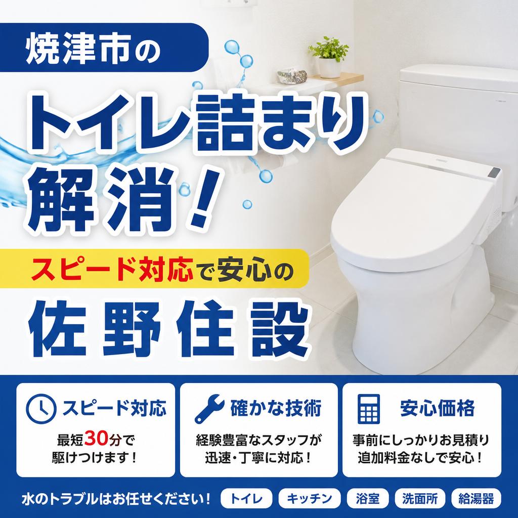 焼津市のトイレ詰まり解消！スピード対応で安心の佐野住設