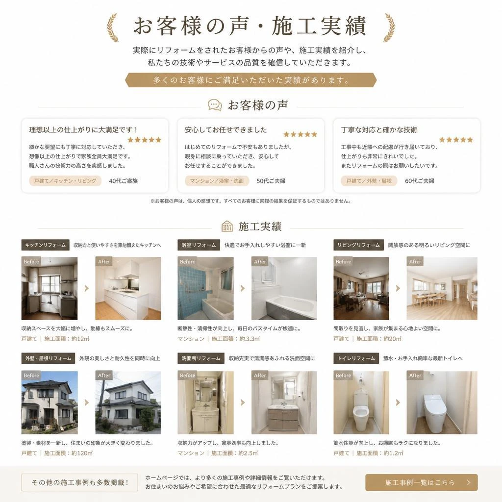 お客様の声と実績