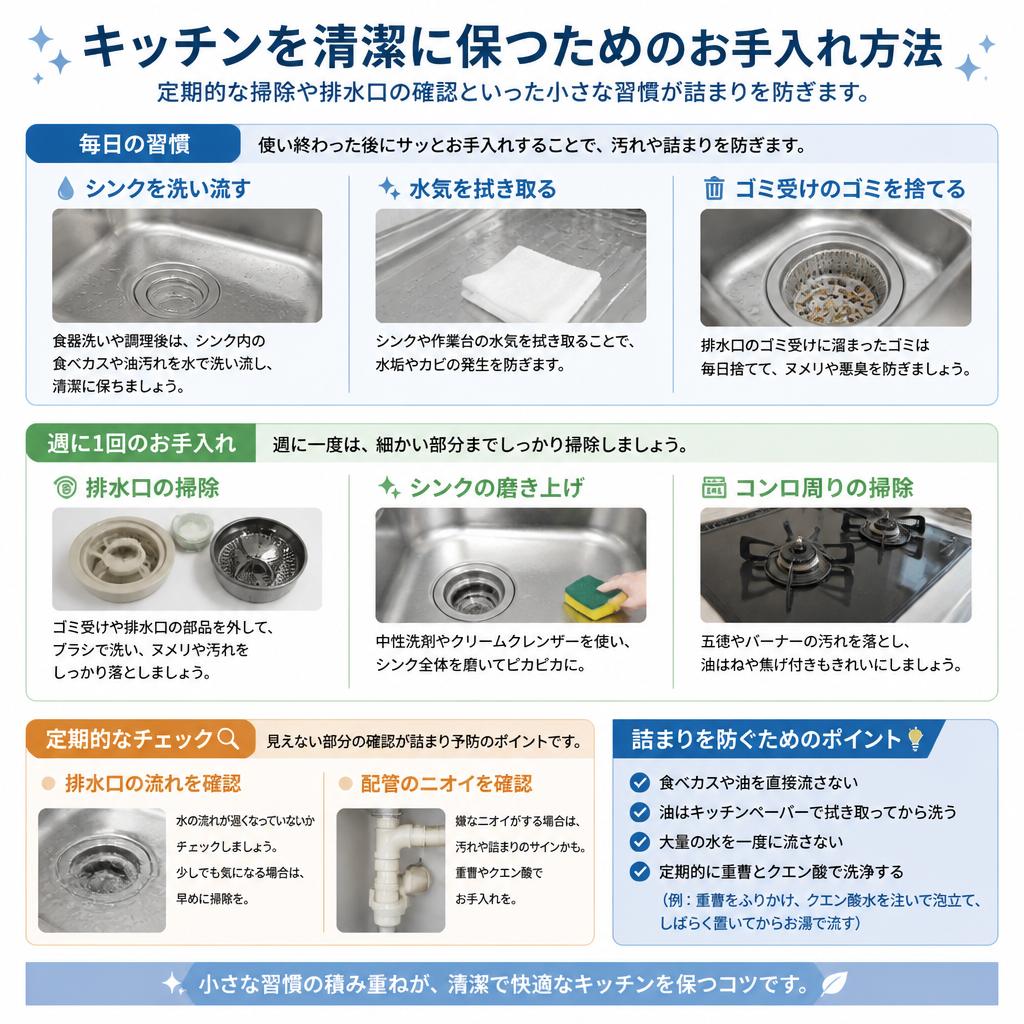 3. 整理整頓で簡単!キッチン詰まり防止お手入れ法
