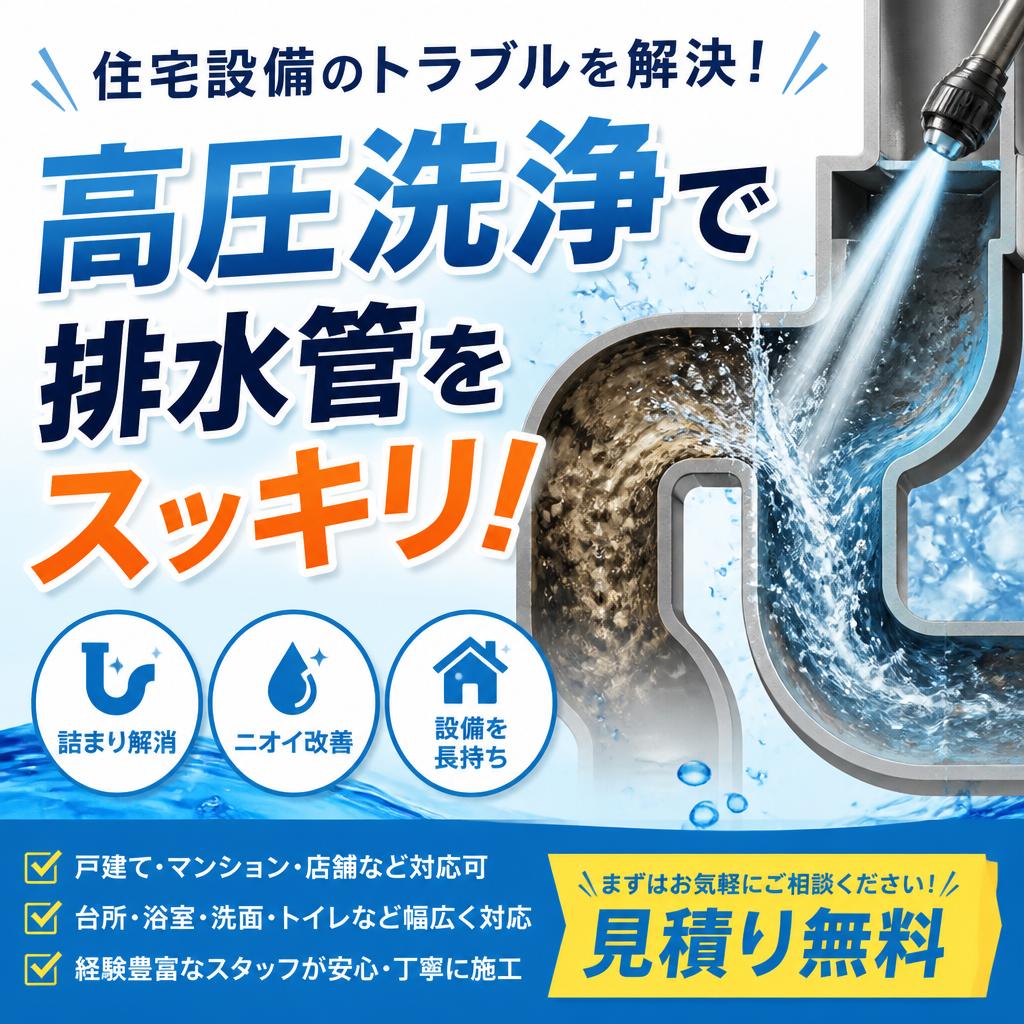 住宅設備のトラブルを解決！高圧洗浄で排水管をスッキリ