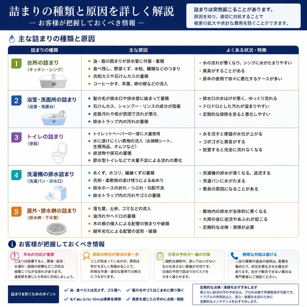 2. 水回り工事業者が解説するトイレの詰まりの種類