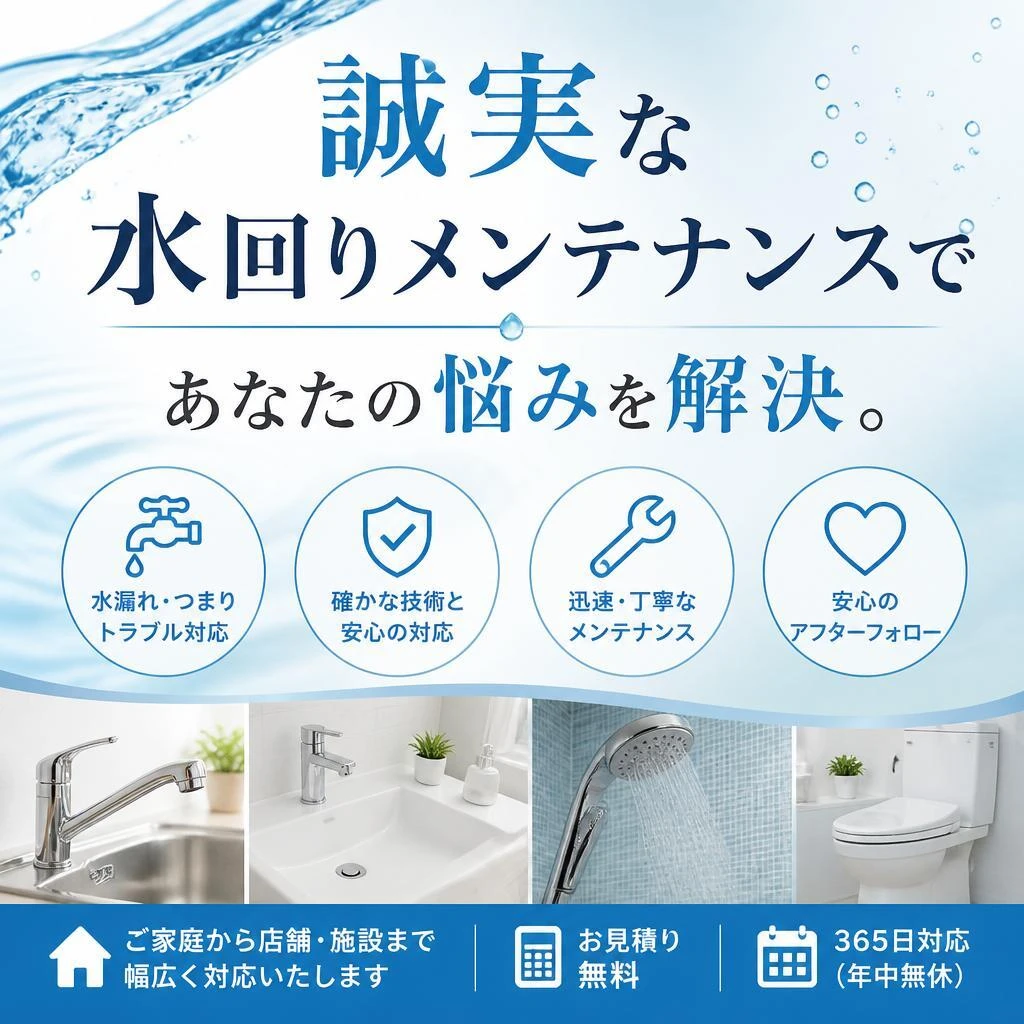 誠実な水回りメンテナンスであなたの悩みを解決。