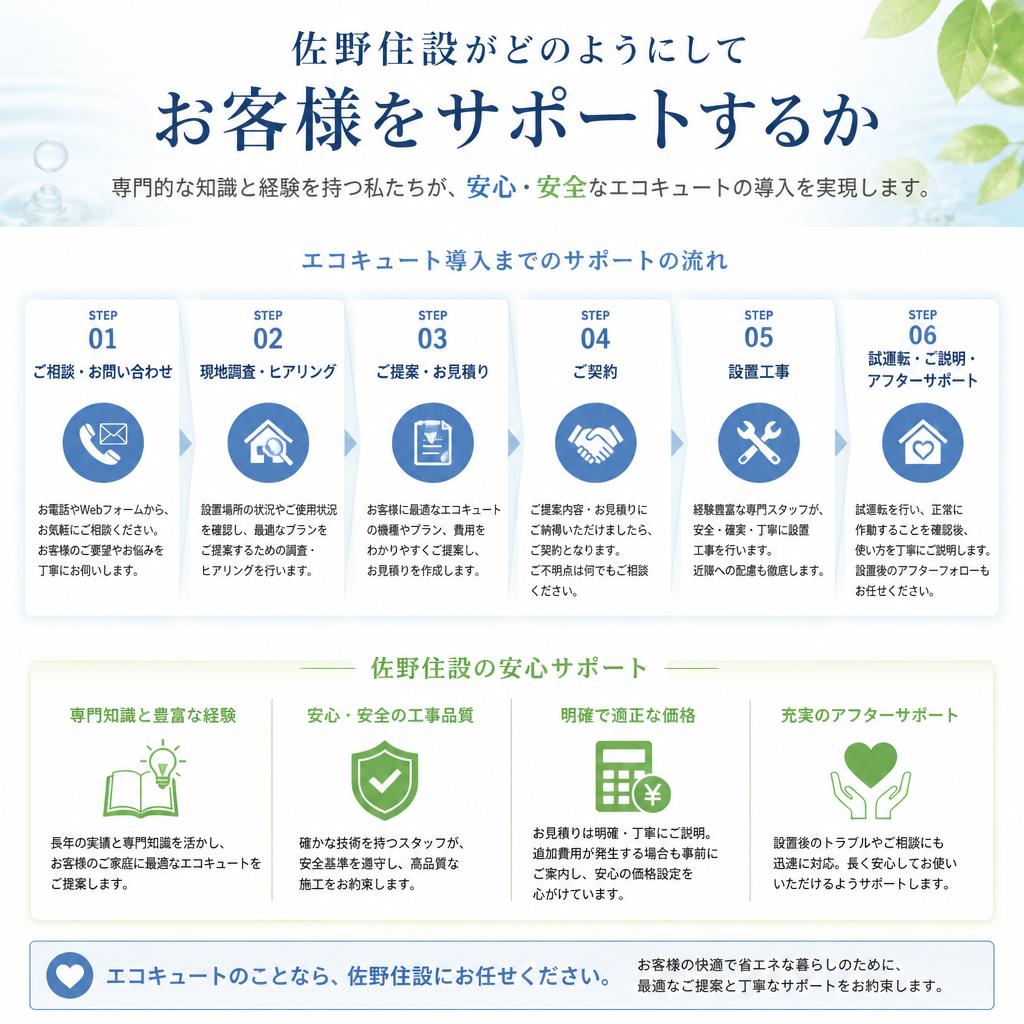 専門業者がサポートするエコキュート導入