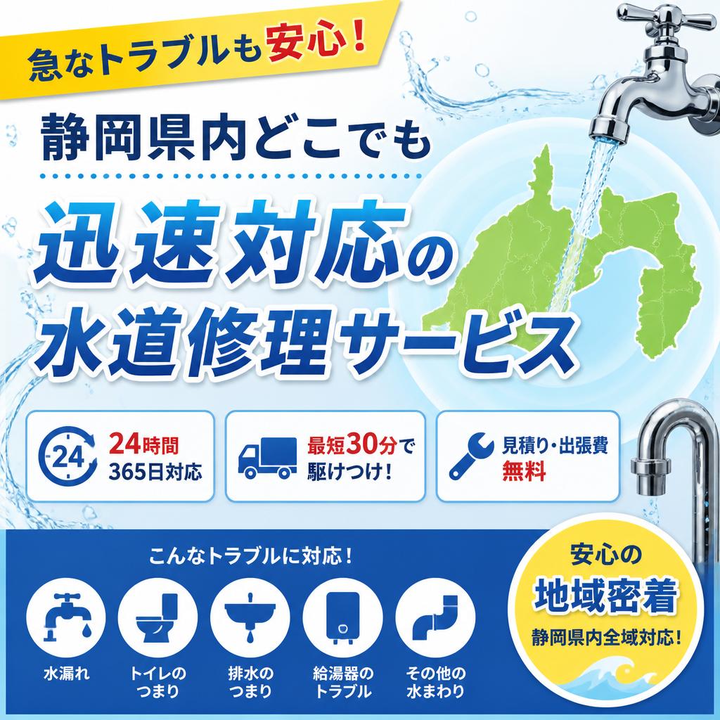 急なトラブルも安心！静岡県内どこでも迅速対応の水道修理サービス