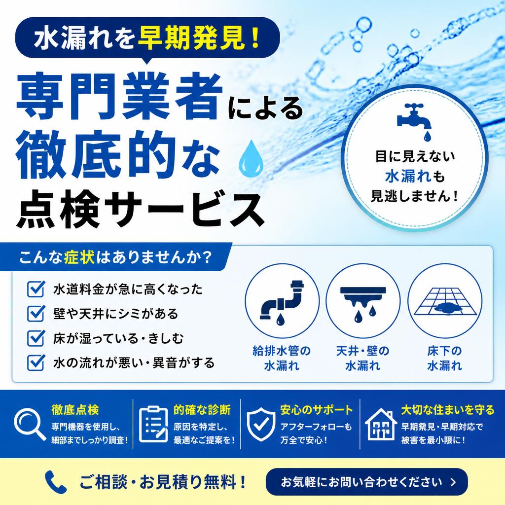 水漏れを早期発見！専門業者による徹底的な点検サービス