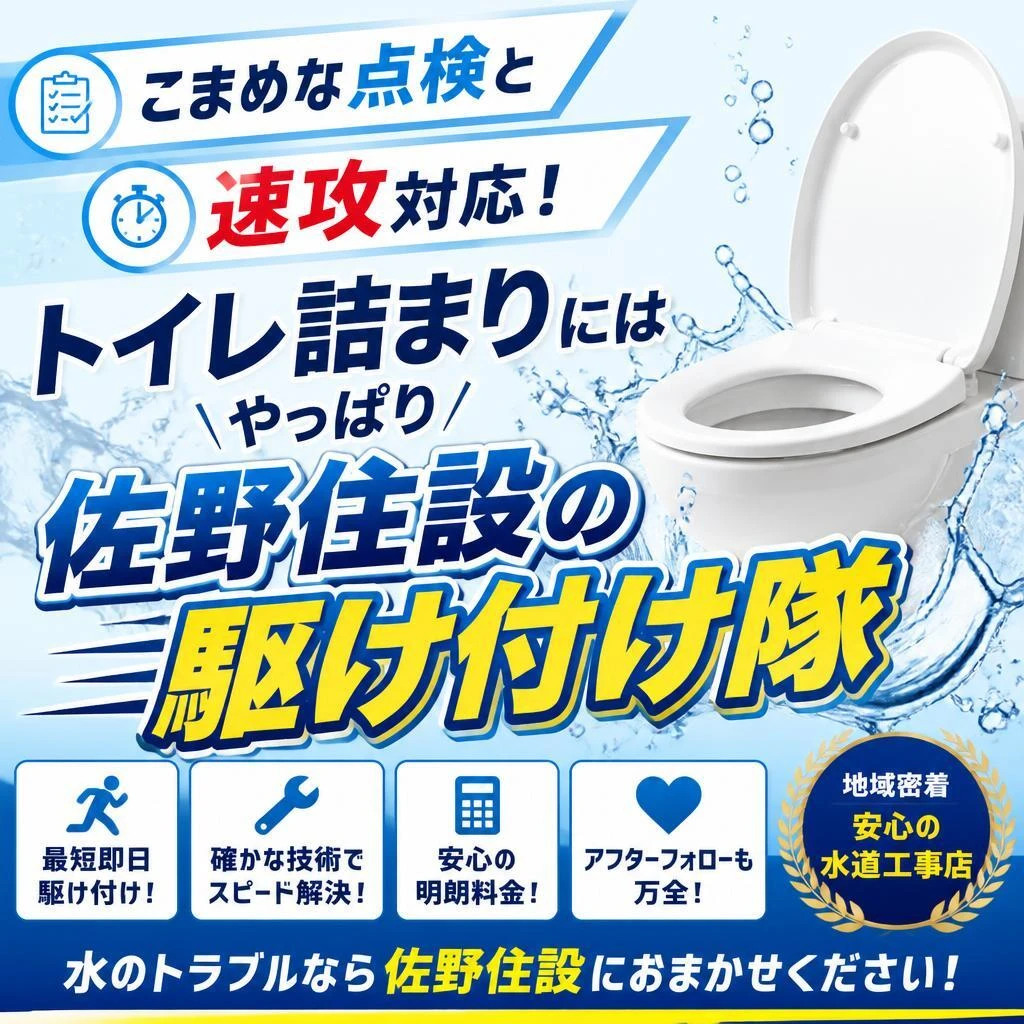 トイレ詰まりに即対応！佐野住設の緊急駆け付け隊