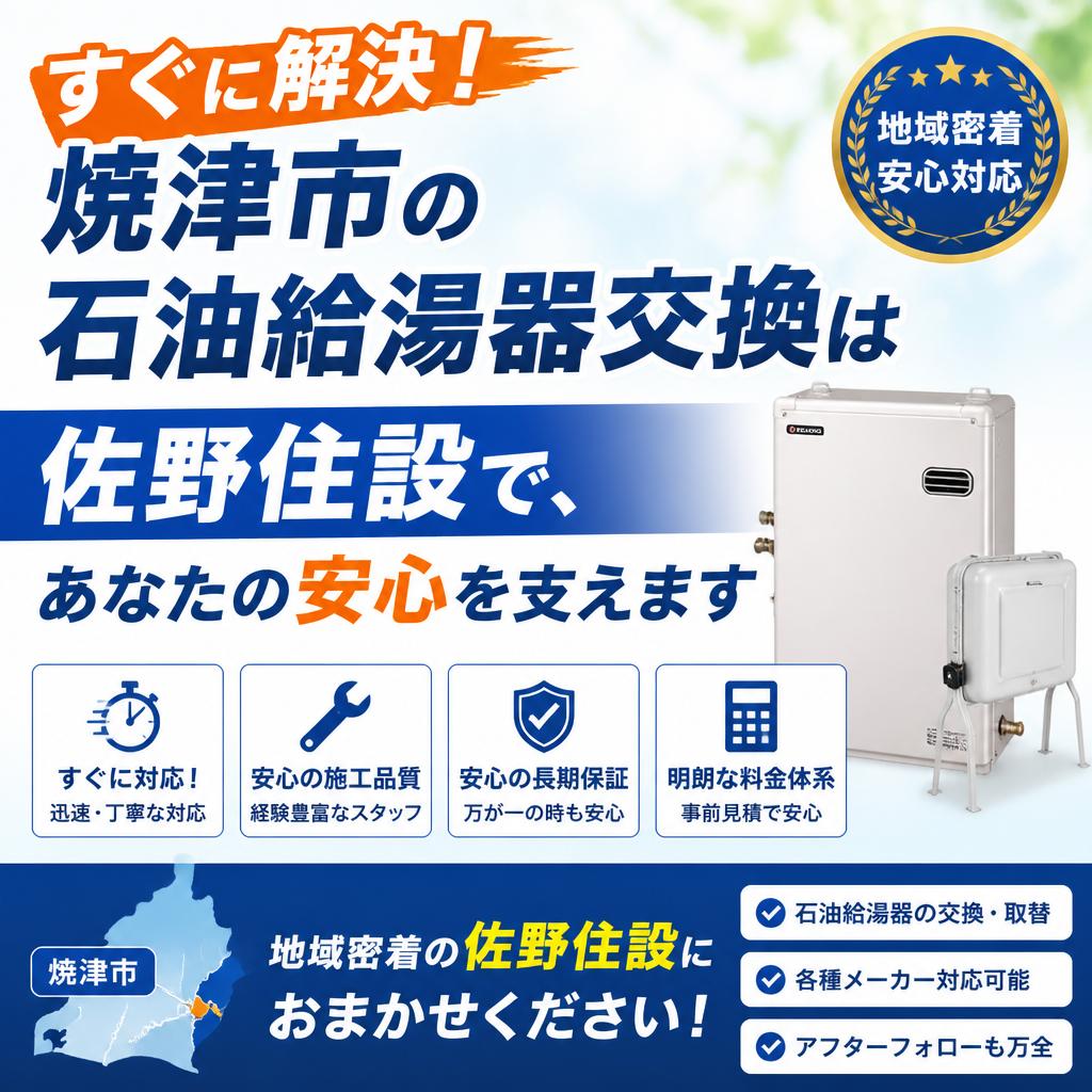 すぐに解決！焼津市の石油給湯器交換は佐野住設で、あなたの安心を支えます