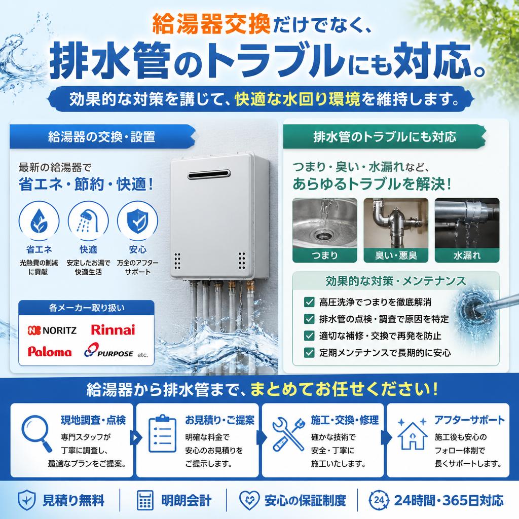 排水管の詰まり解消もお任せ