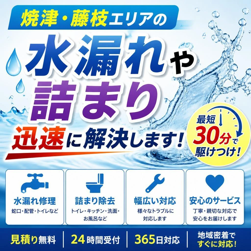 焼津・藤枝エリア限定！急な水漏れや詰まり、迅速に解決します！