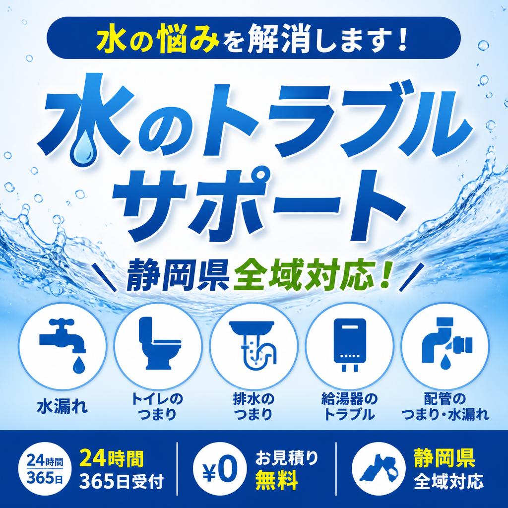 水の悩みを解消します！静岡県全域対応のトラブルサポート