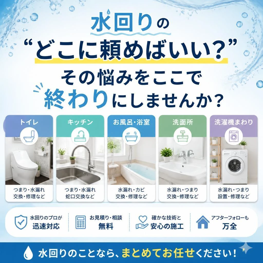 水回りの「どこに頼めばいい？」その悩みをここで終わりにしませんか？