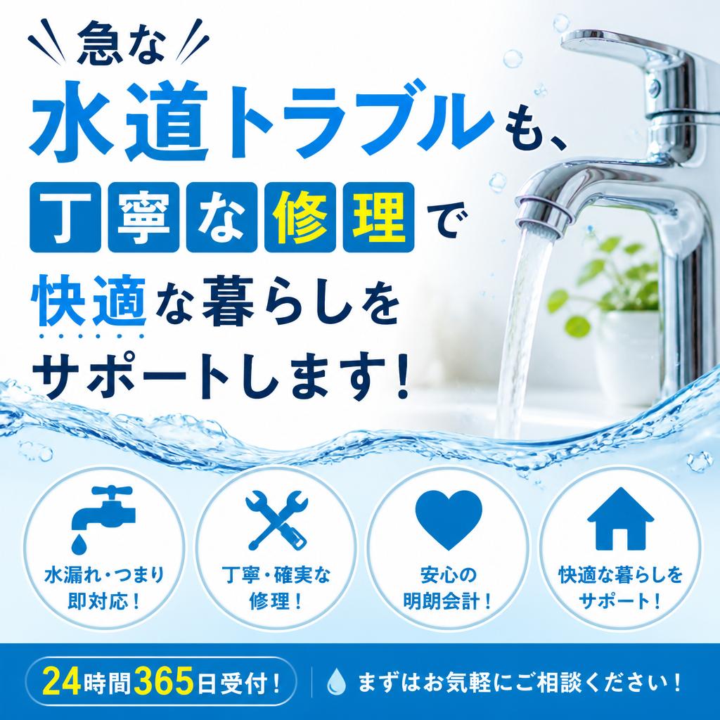 急な水道トラブルも、丁寧な修理で快適な暮らしをサポートします！