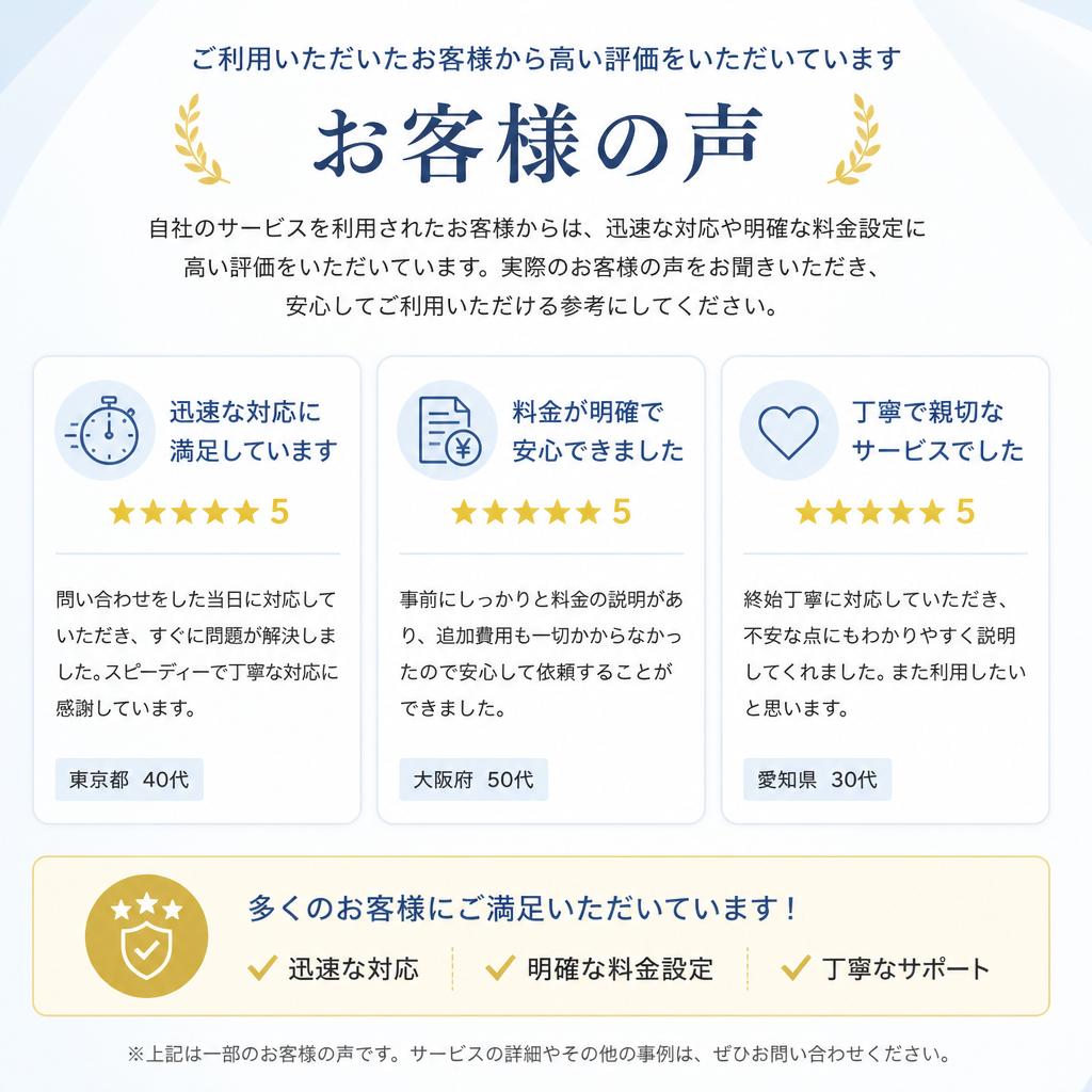お客様の声を大切に
