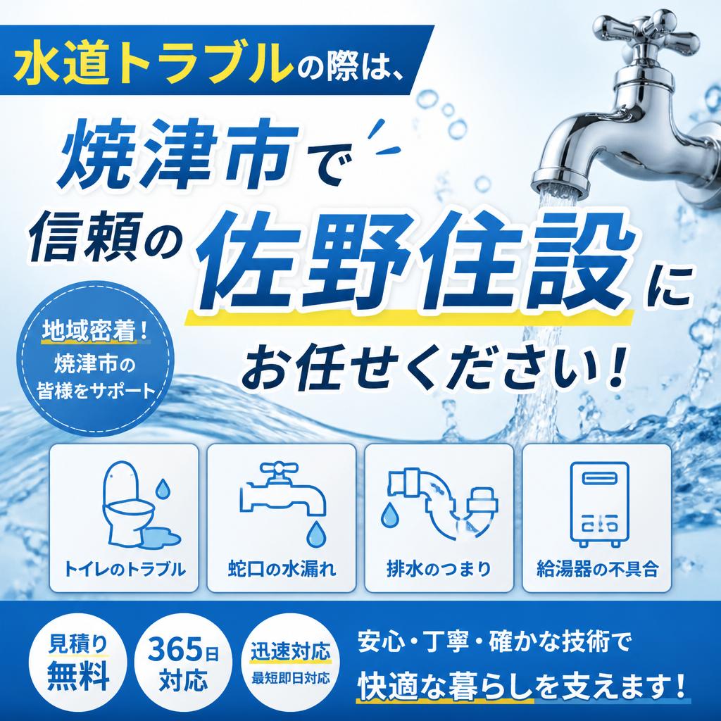 水道トラブルの際は、焼津市で信頼の佐野住設にお任せください！