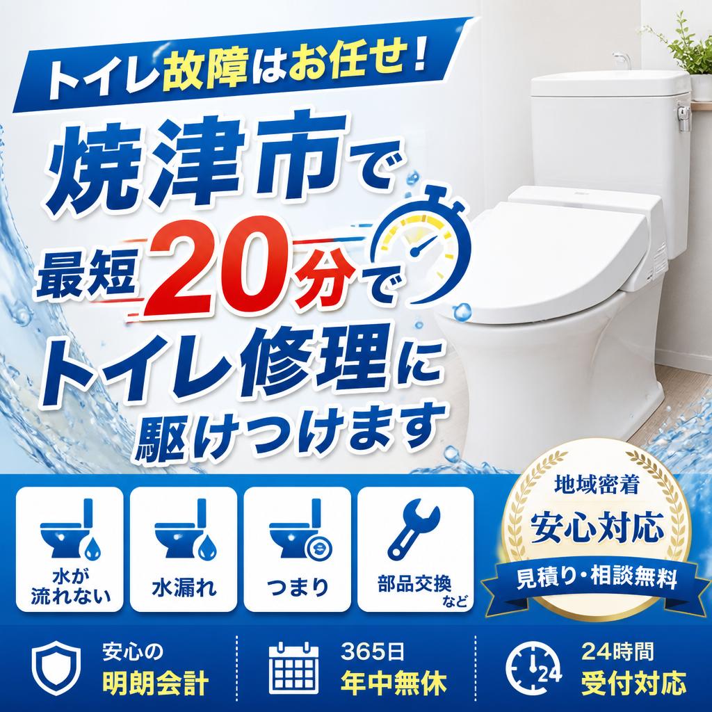 トイレ故障はお任せ！焼津市で最短20分でトイレ修理に駆けつけます